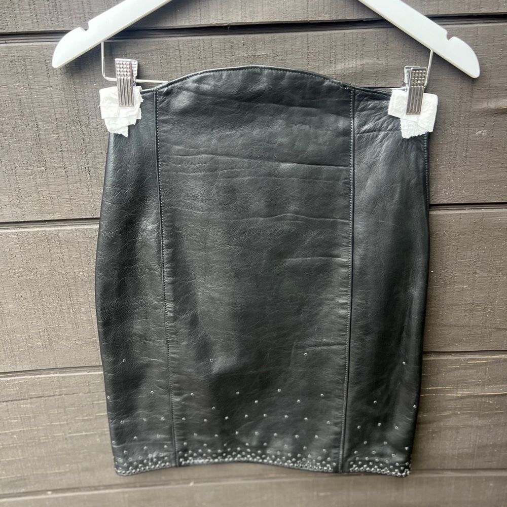 Vintage Black Leather Skirt